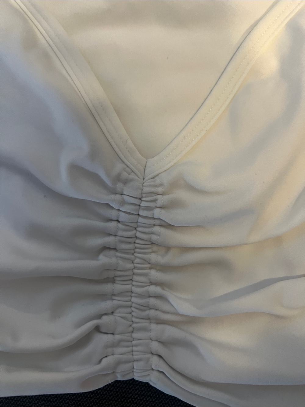 Altar'd State White Ruched V-Neck Crop Top with Gathered Sleeves - Picture 2 of 4